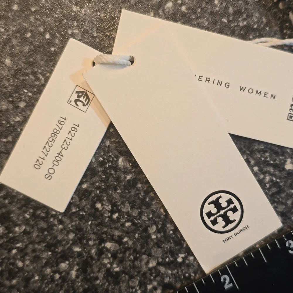 TORY BURCH Robinson Croc-Embossed Top-Zip Card Case Holder blue celadon $158 - Picture 7 of 11